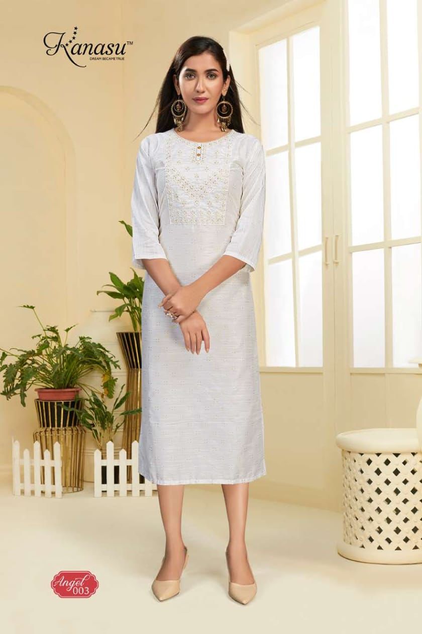 Kanasu Angel Fancy Casual Wear Heavy Slub Designer Kurti Collection